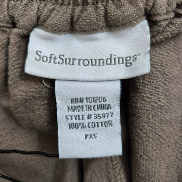 Soft Surroundings Women PXS Brown Relaxed Fit 100% Cotton Wide Leg Lounge Pants - Picture 5 of 10